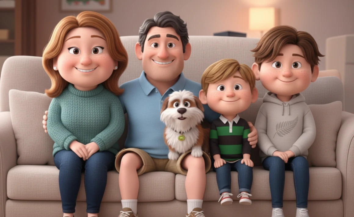 The Comparewells family celebrating a Kiwi summer Christmas with a BBQ and Pohutukawa tree.