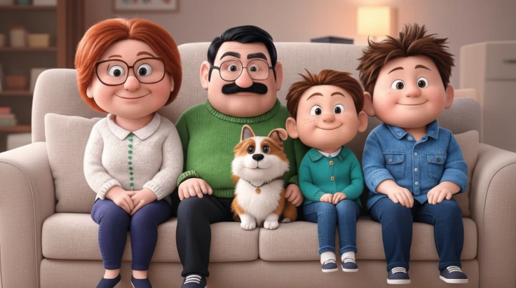 The Comparewells family on their sofa.