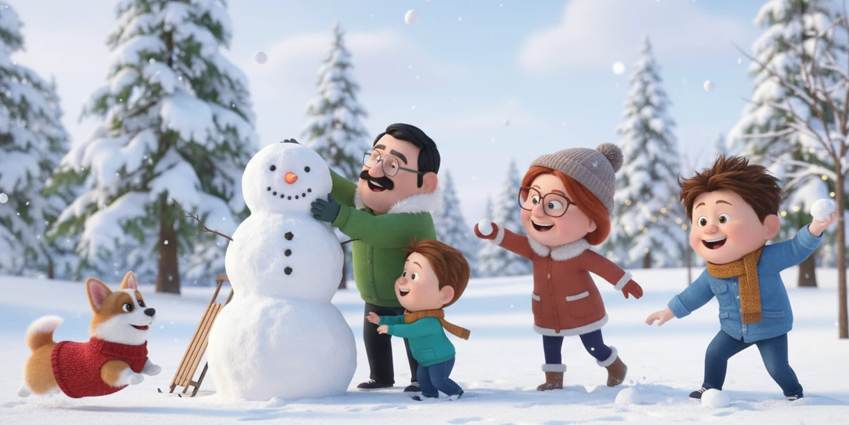 The Comparewells family enjoying the winter weather outside.