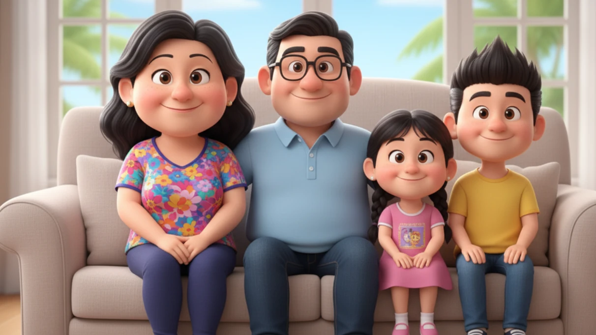 The Comparewells family on their sofa.