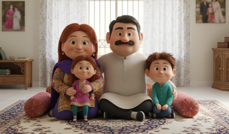 The Comparewells family on their sofa.